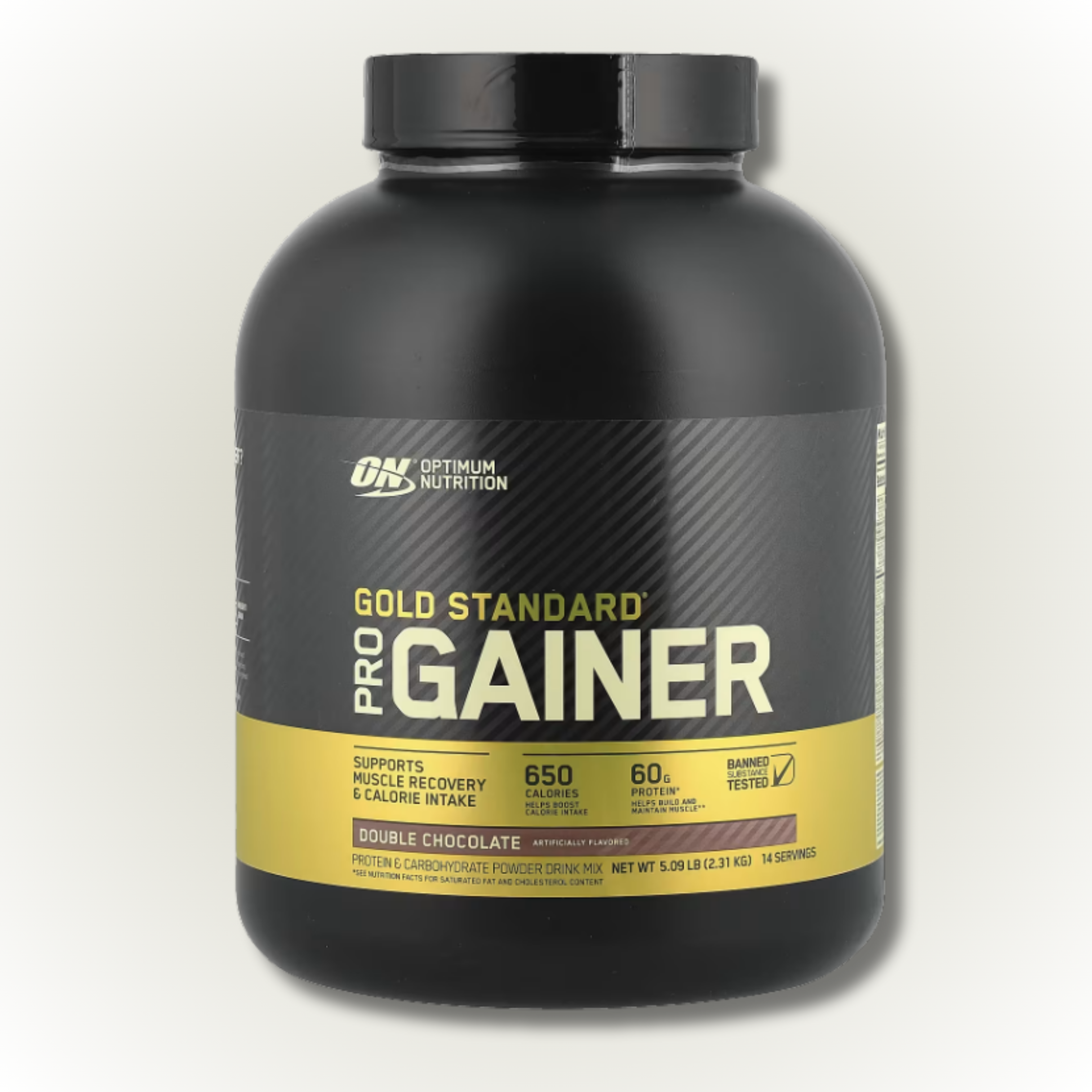 Optimum Nutrition Gold Standard Pro Gainer Vanilla Custard 5.09 lbs protein powder for muscle recovery and weight gain.