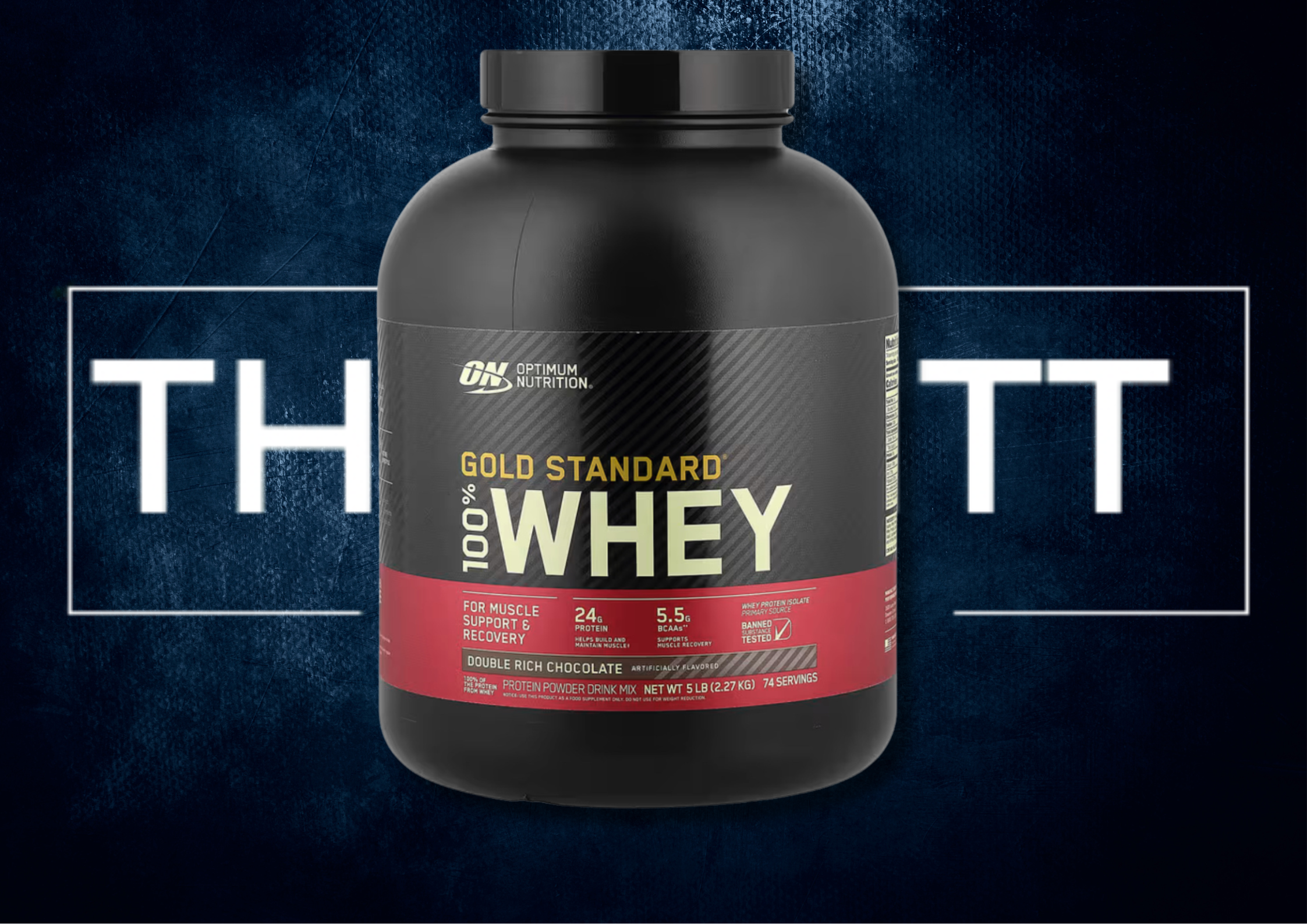 Optimum Nutrition Gold Standard® 100% Whey, Double Rich Chocolate, 5 lbs. Inkluderer vitaminer og kosttilskudd.