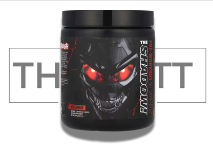 JNX Sports The Shadow!® pre-workout supplement, watermelon flavor, 10.3 oz with intense design and powerful formula.