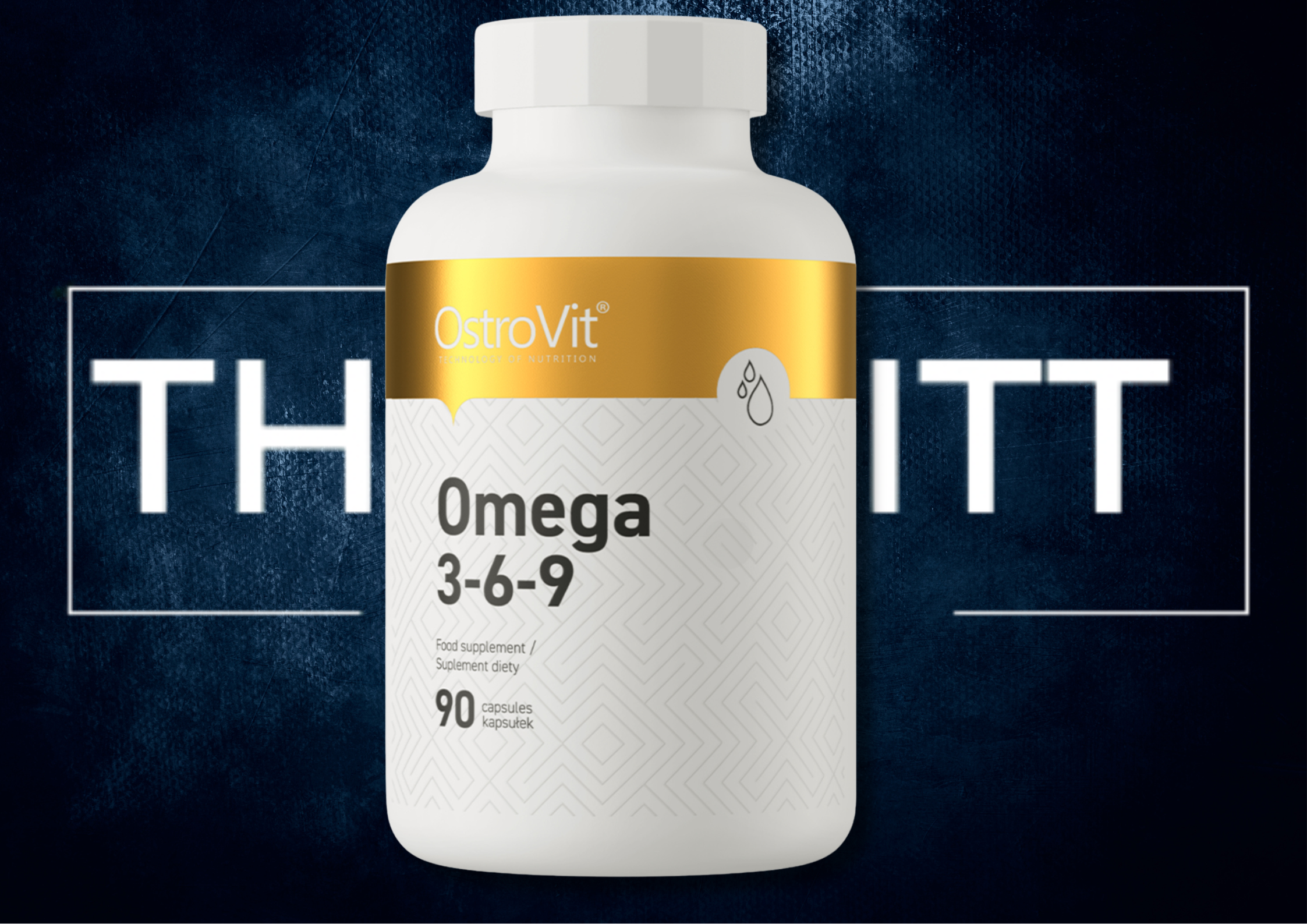 OstroVit Omega 3-6-9 kosttilskudd med 90 kapsler for hjertehelse, fiskegelatinkapsler med sitronsmak.