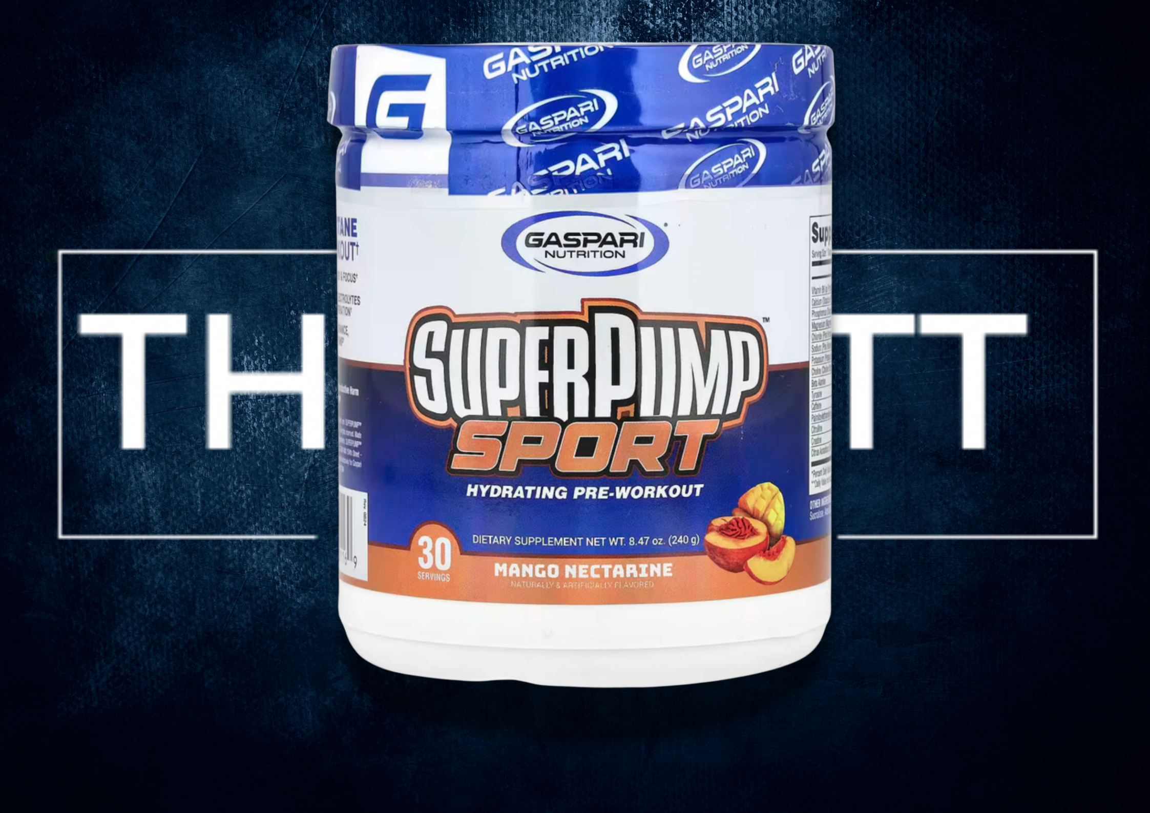 Gaspari Nutrition SuperPump™ Sport Hydrating Pre-Workout with Mango Nectarine, packed with vitamins and electrolytes for energy.