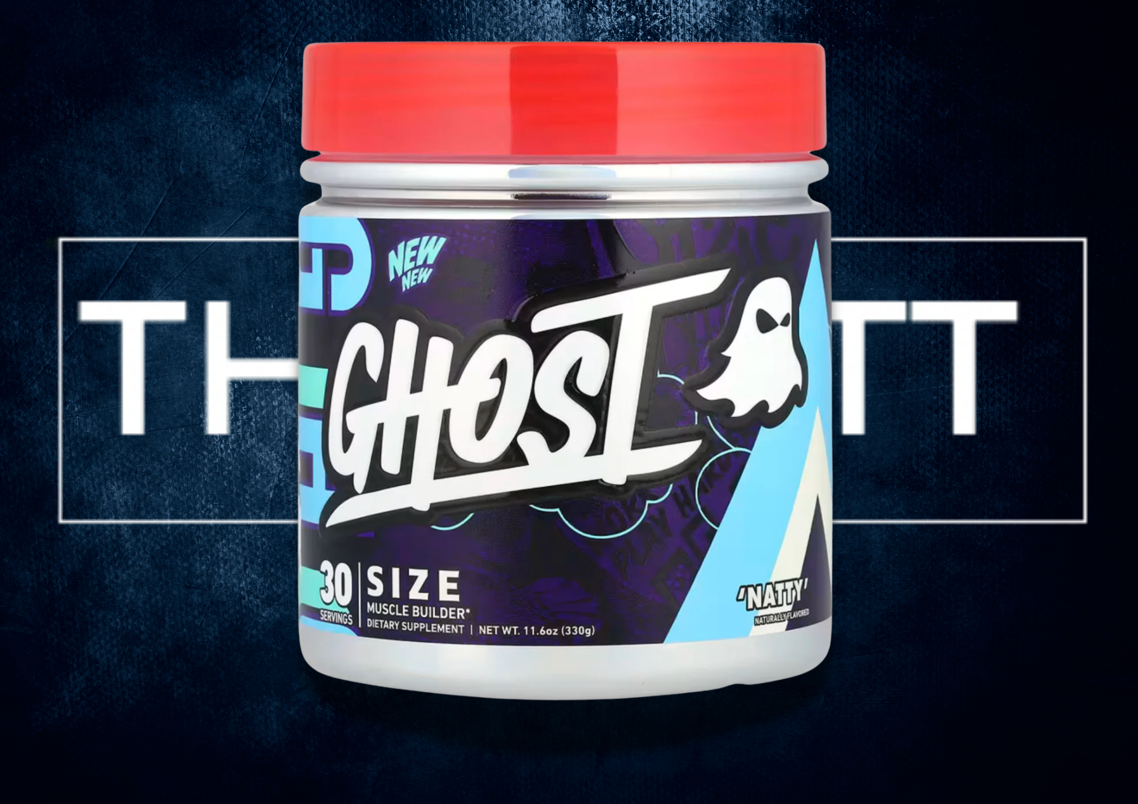 GHOST® SIZE muscle builder supplement, 11.6 oz with natural flavor, vegan, gluten-free, and sugar-free.