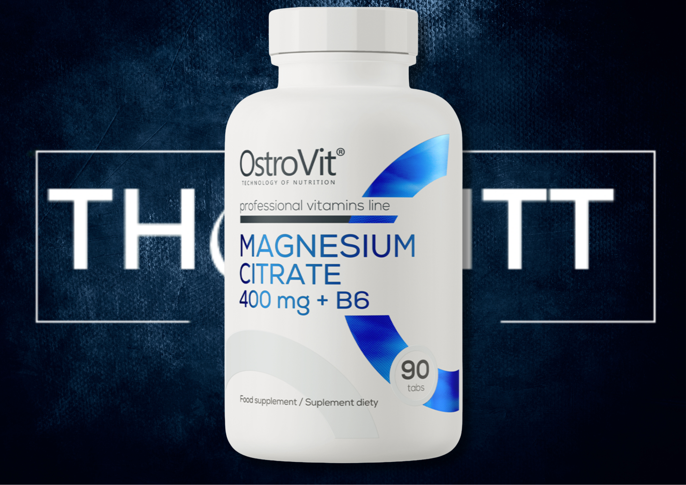 OstroVit Magnesium Citrate 400 mg + B6 kosttilskudd med 90 tabletter for helse og velvære.