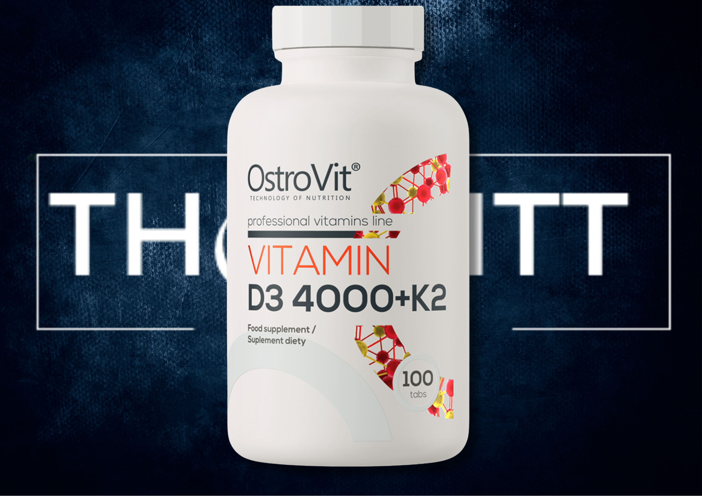 OstroVit Vitamin D3 4000 IU + K2 100 tablets, kosttilskudd for immunfunksjon og beinhelse