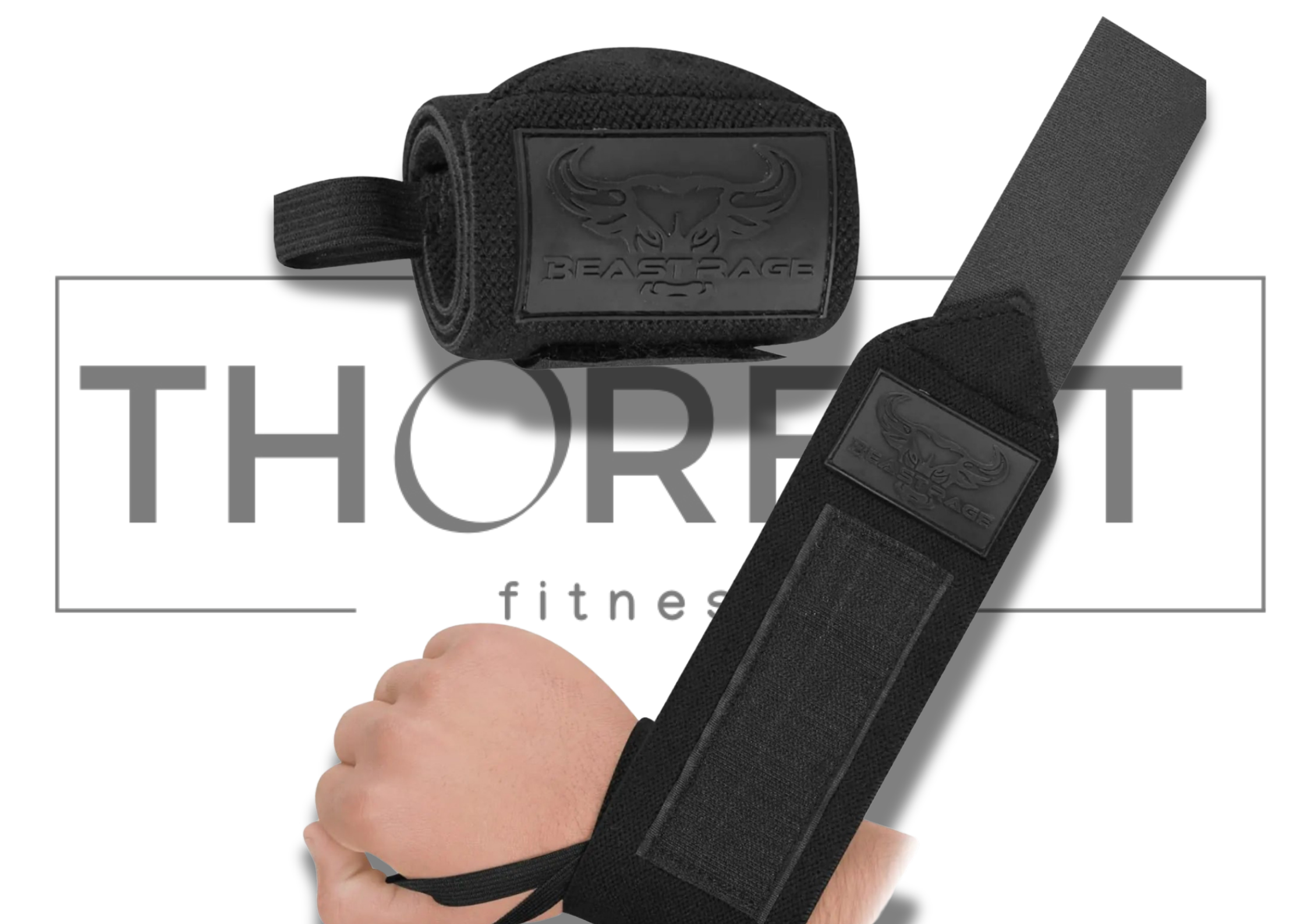 Wrist wraps for weightlifting from Beast Rage, providing support and stability for intense gym sessions.