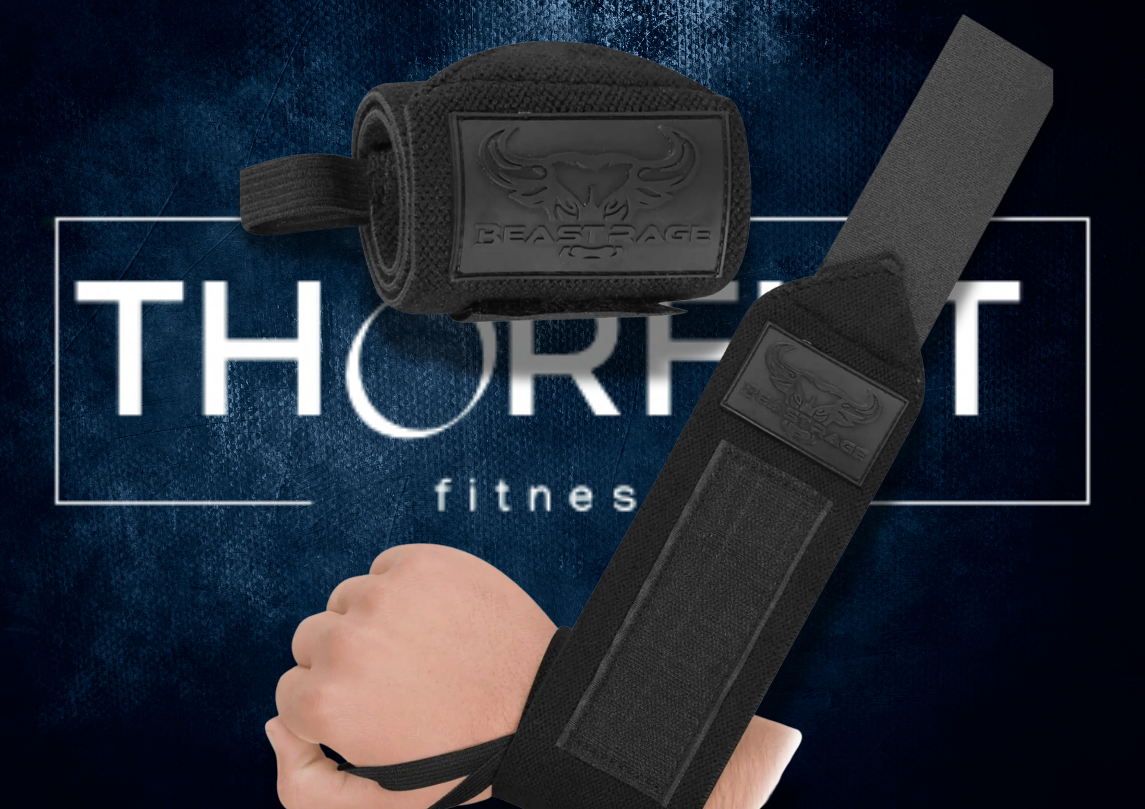 Wrist wraps for weightlifting by Beast Gear, featuring support and stability for intense workouts at Thorfit.
