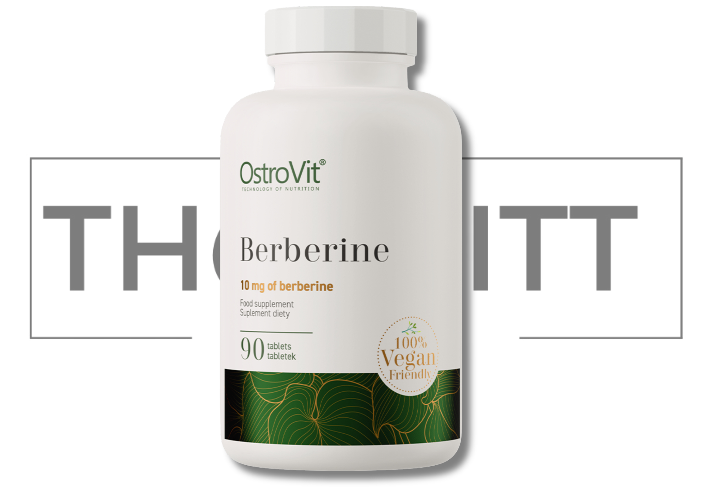OstroVit Berberine 90 tabletter, vegansk kosttilskudd med 10 mg berberin per tablett, støtter helse.