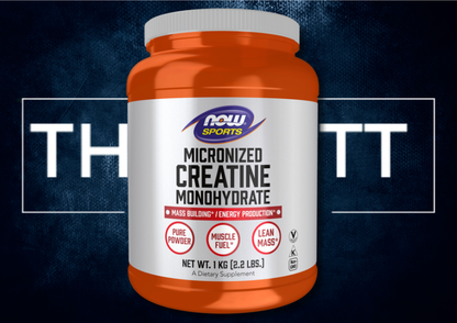 NOW Foods Micronized Creatine Monohydrate, kosttilskudd for muskelbygging og energiproduksjon, vegansk, GMO-fri.