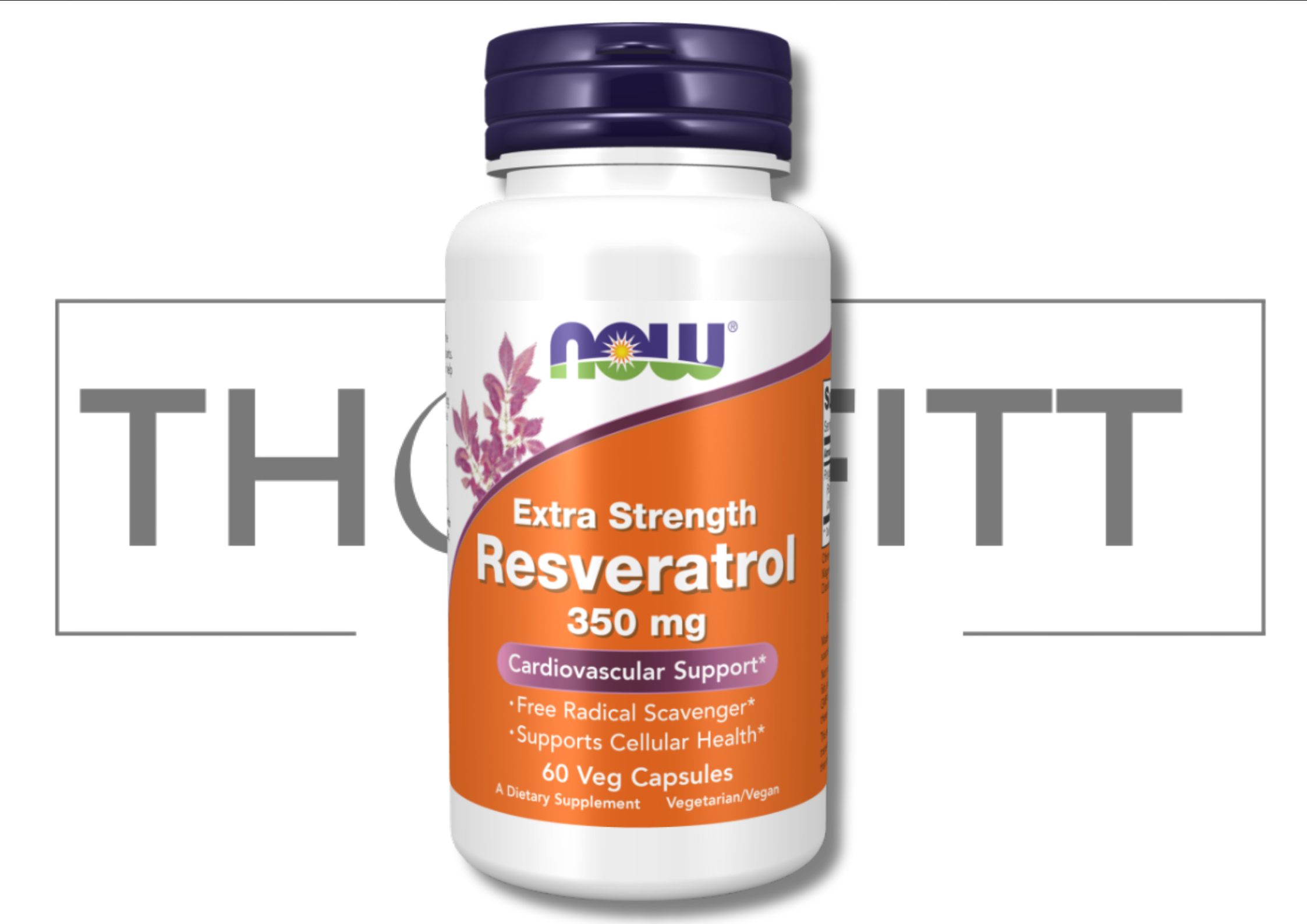 Extra Strength Resveratrol 350 mg, 60 veg capsules for cardiovascular support, vegan dietary supplement.