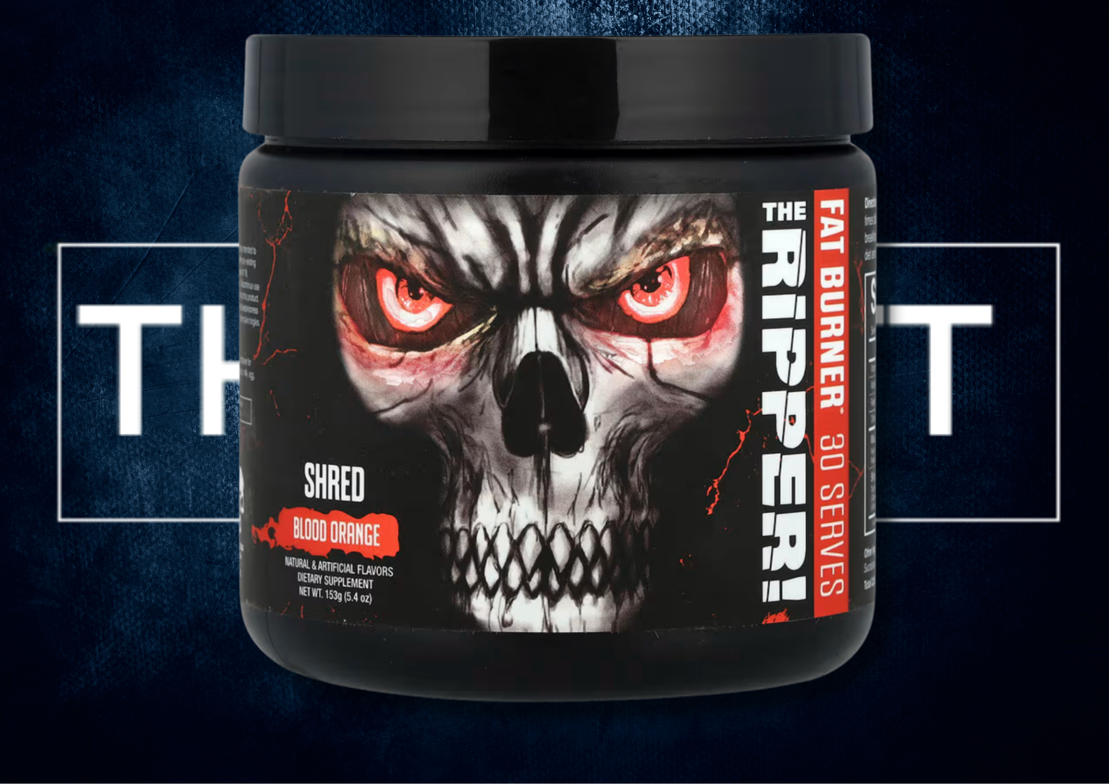 JNX Sports The Ripper fat burner in Blood Orange flavor, 5.4 oz, promoting energy and fat loss, gluten-free and vegan-friendly.