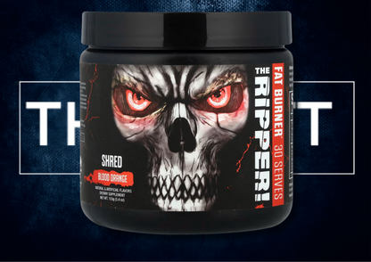JNX Sports The Ripper fat burner in Blood Orange flavor, 5.4 oz, promoting energy and fat loss, gluten-free and vegan-friendly.