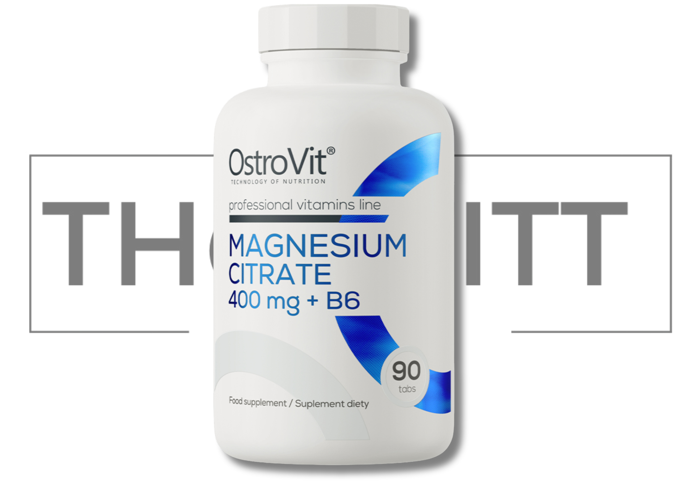 OstroVit Magnesium Citrate 400 mg + B6, 90 tabletter, kosttilskudd for bein, hjerte, nerver og muskler.