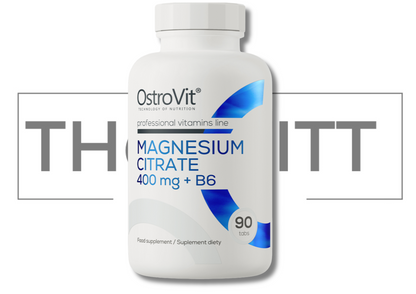 OstroVit Magnesium Citrate 400 mg + B6, 90 tabletter, kosttilskudd for bein, hjerte, nerver og muskler.