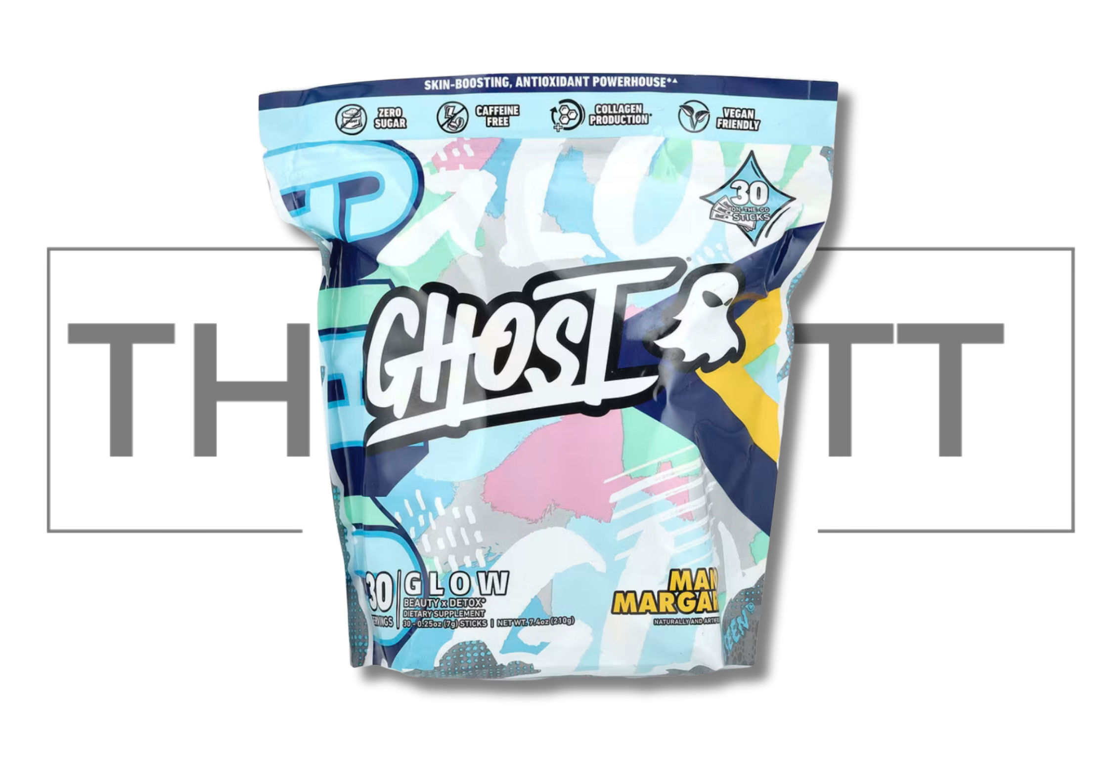 Ghost Glow kosttilskudd, 30 porsjoner, aloe vera, antioksidanter, vegansk, glutenfri.
