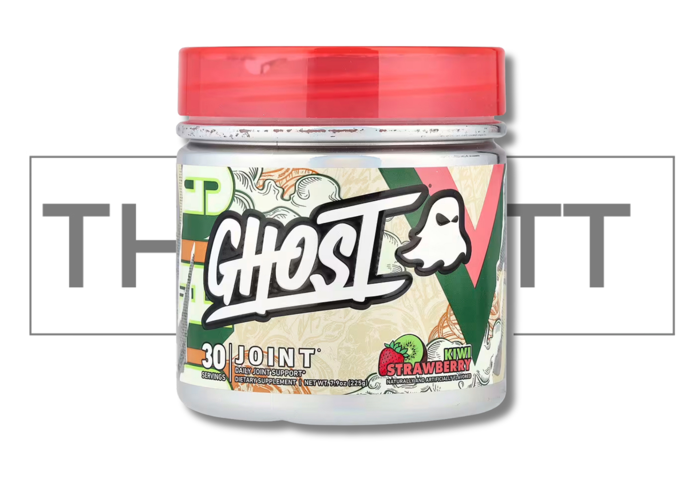 GHOST® JOINT kosttilskudd med kiwi og jordbær, 7.9 oz, for daglig leddstøtte, glutenfri og sukkerfri.