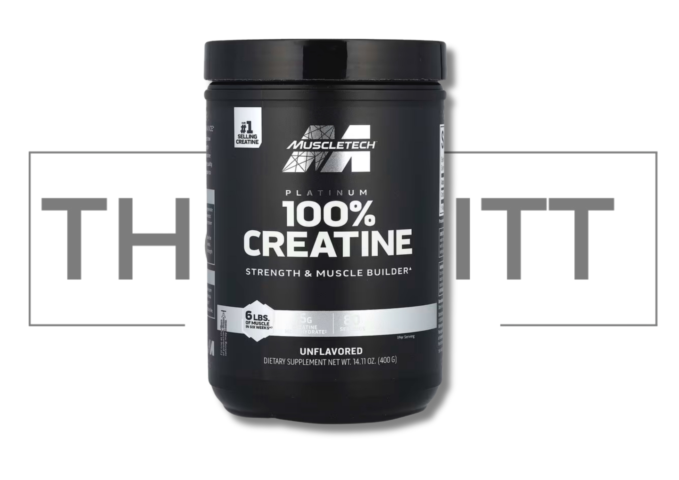 MuscleTech Platinum 100% Creatine, Unflavored, 14.11 oz for styrke, muskelbygging og kosttilskudd