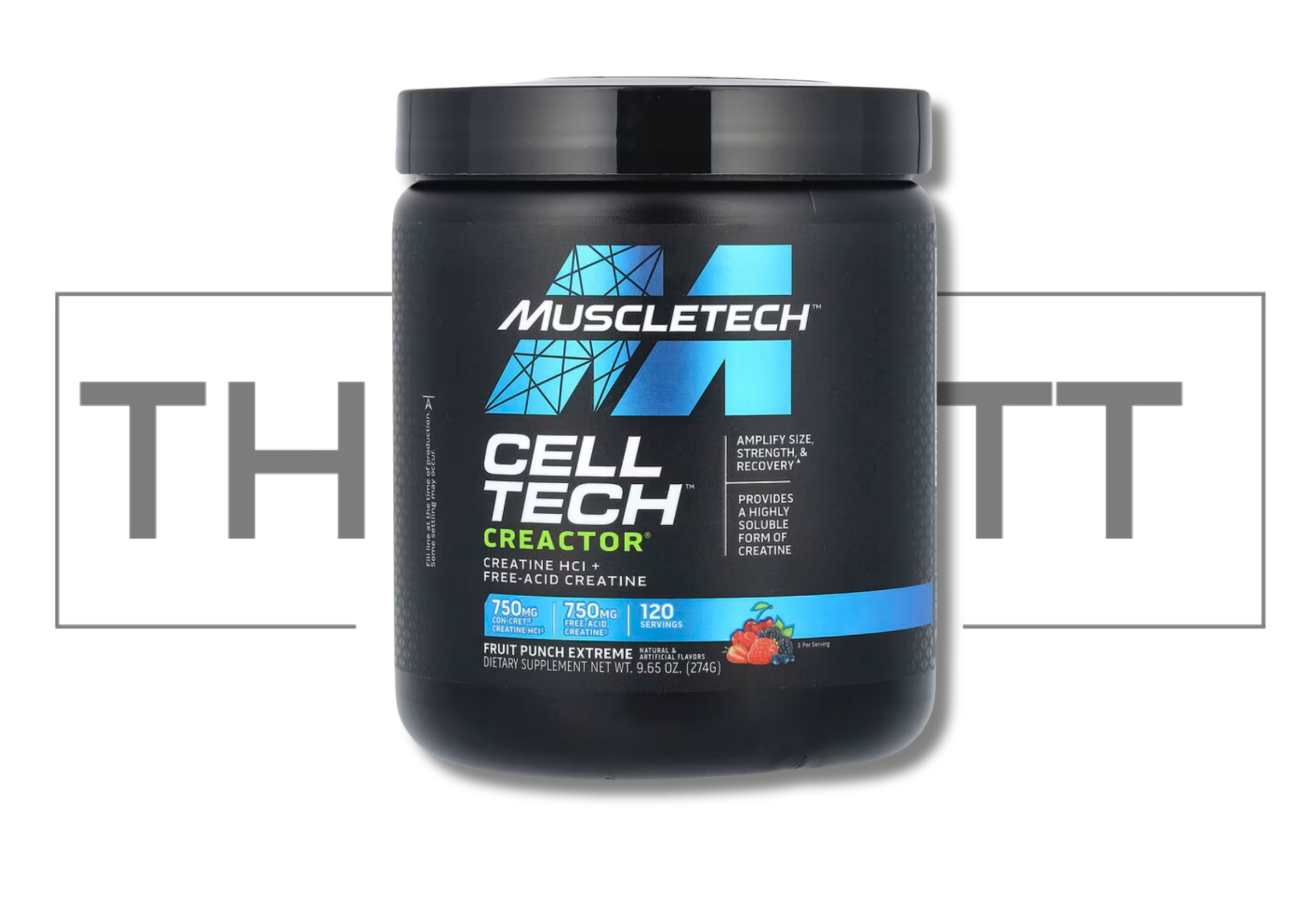 MuscleTech Cell-Tech Creactor kreatin pulver i smak av frukt punch ekstrem, 750mg Kreatin HCl, kosttilskudd.