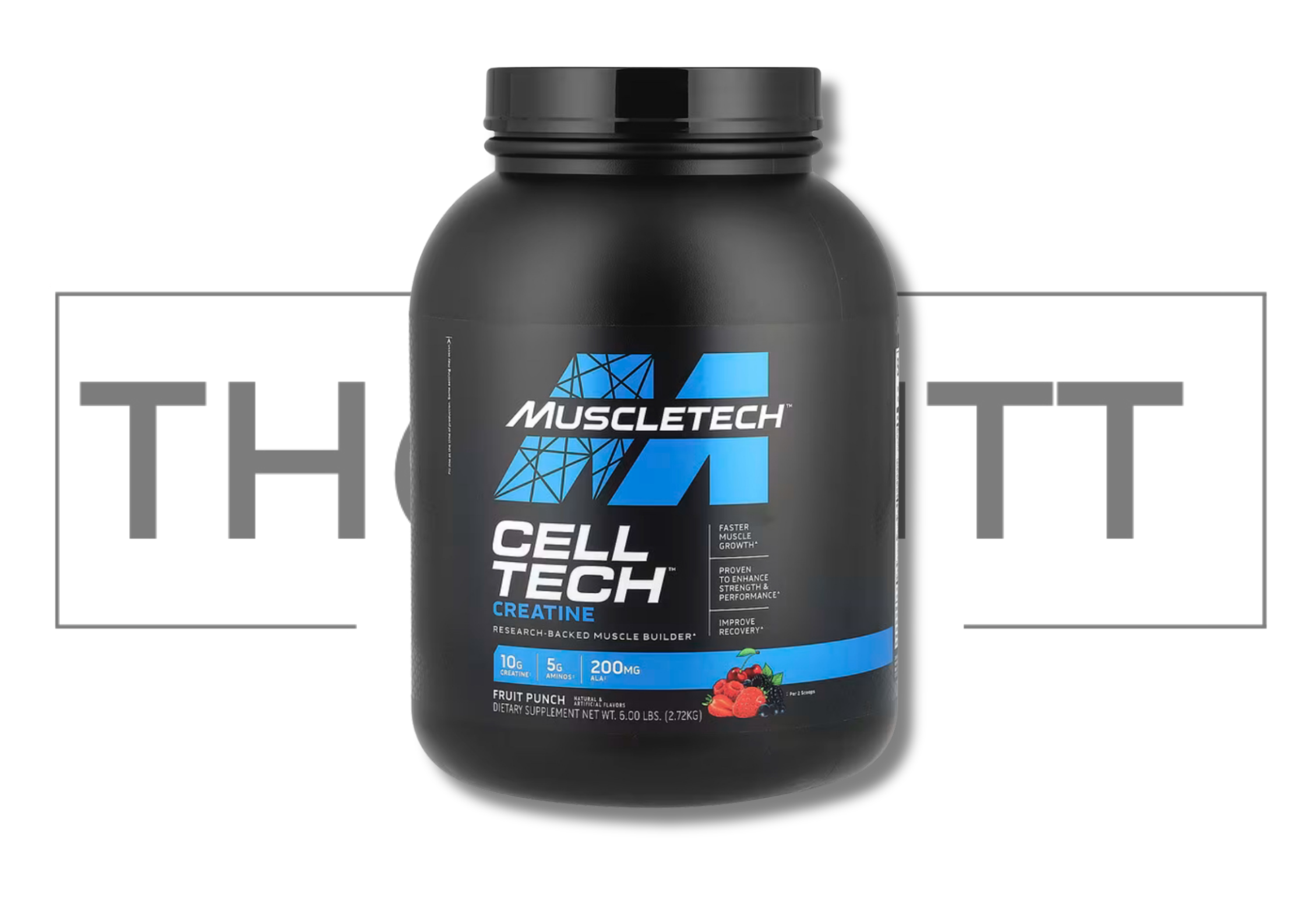 Muscletech Cell-Tech kreativpulver, Fruit Punch, 6 lbs, med vitaminer og kosttilskudd for muskelvekst.
