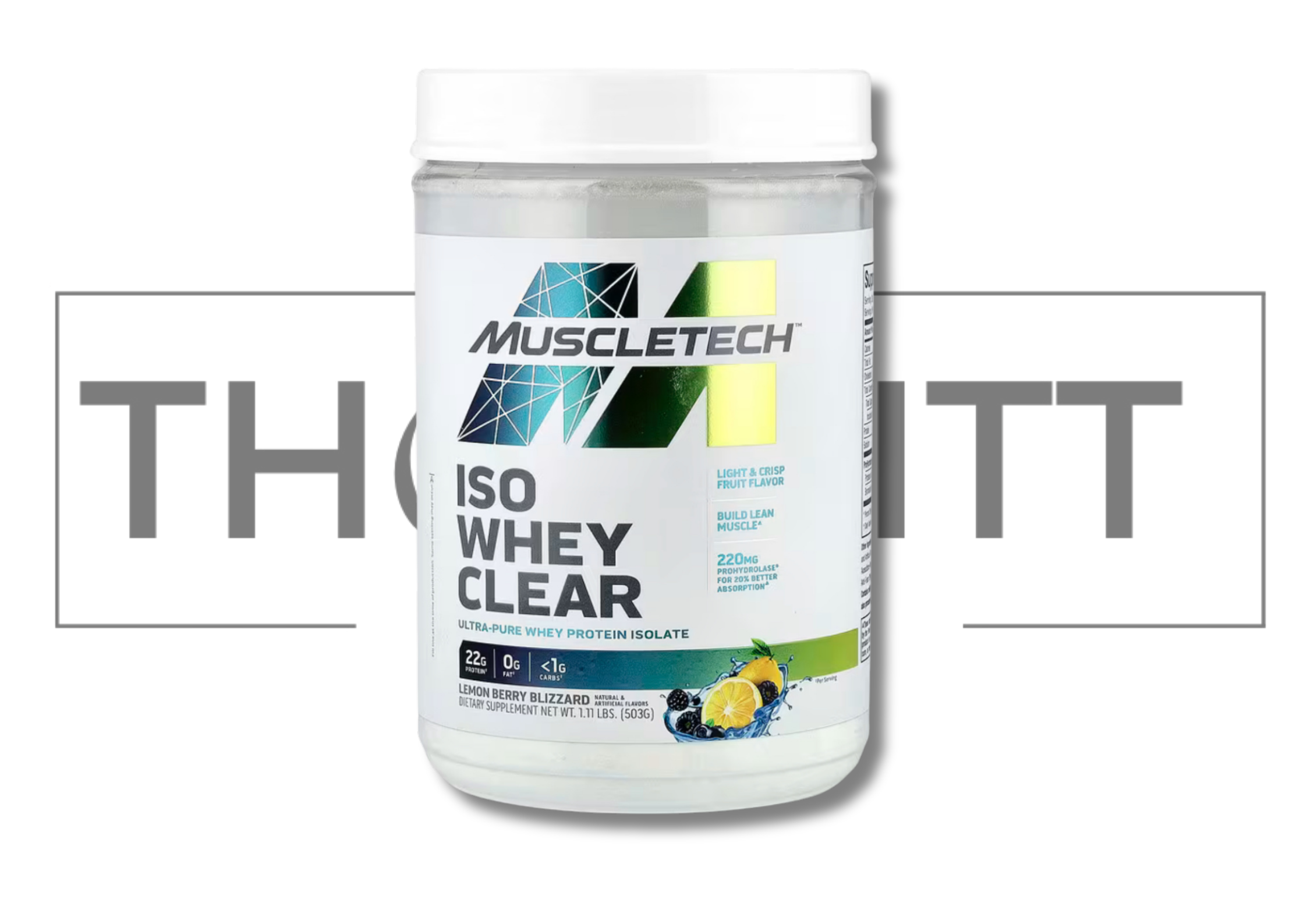 MuscleTech ISO Whey Clear, Ultra-Pure Whey Protein Isolate, Lemon Berry Blizzard flavor, 1.11 lbs (503 g)
