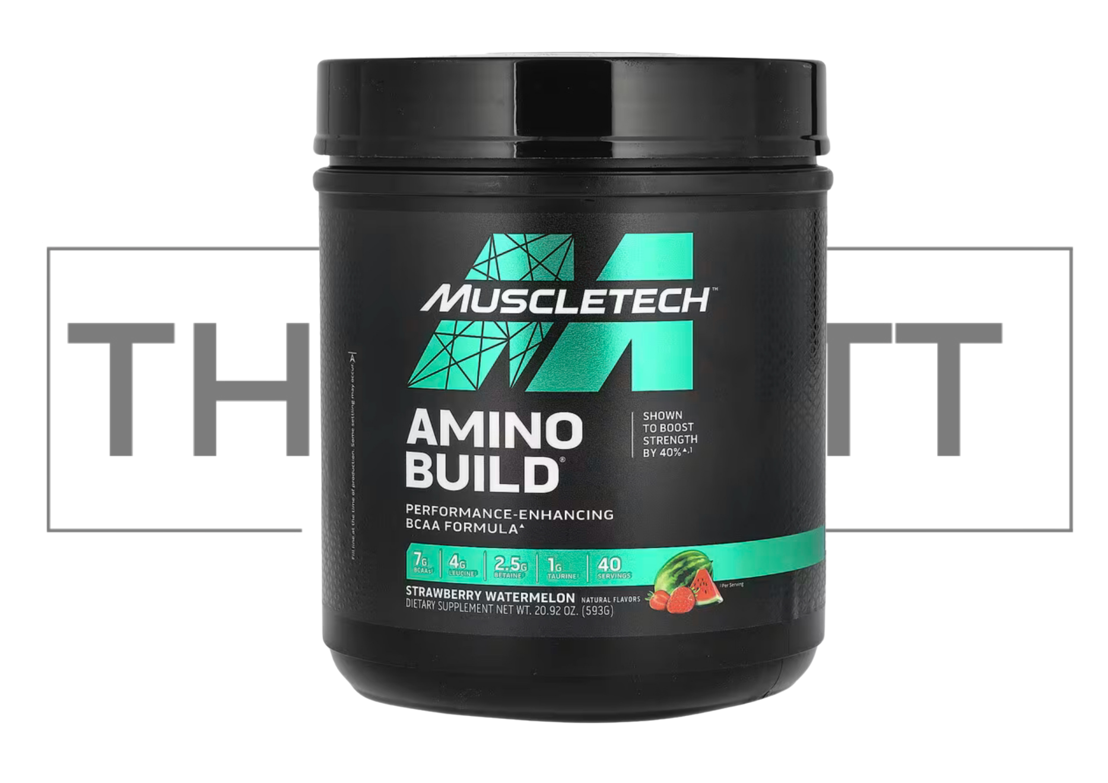 MuscleTech Amino Build Strawberry Watermelon BCAA kosttilskudd, 20.92 oz med vitaminer og kreatin.