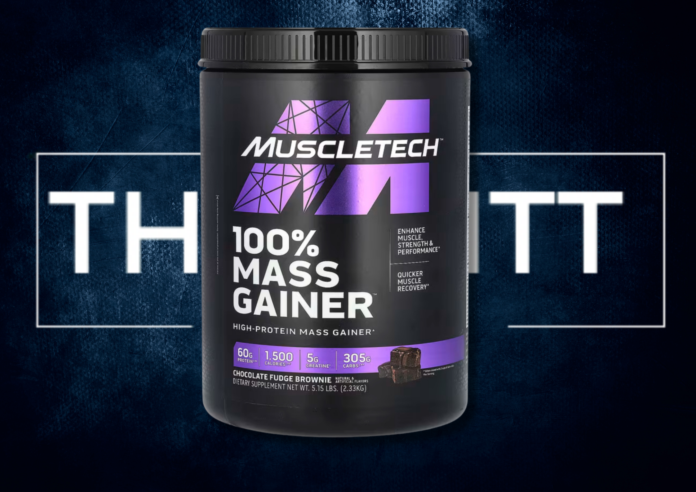 MuscleTech 100% Mass Gainer Chocolate Fudge Brownie, 5.15 lbs. Høy-protein kosttilskudd for muskelgevinster.