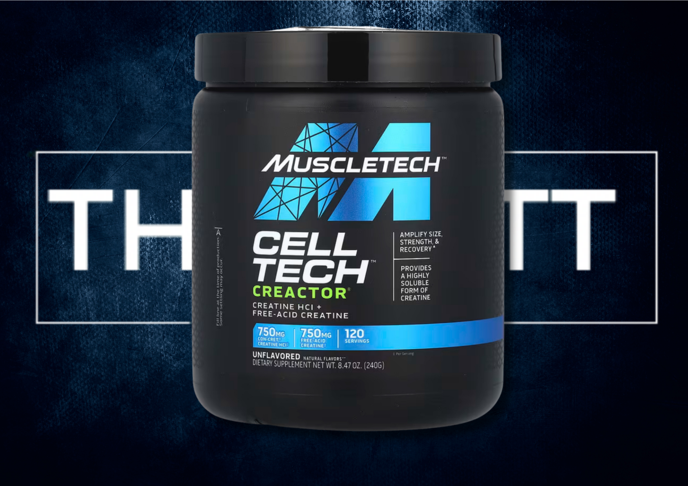 MuscleTech Cell-Tech Creactor kreatin kosttilskudd, 750 mg kreatin HCl og fri syre, uparfymert.