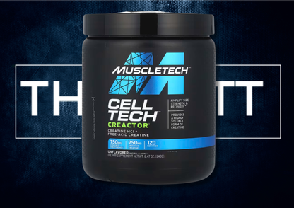 MuscleTech Cell-Tech Creactor kreatin kosttilskudd, 750 mg kreatin HCl og fri syre, uparfymert.