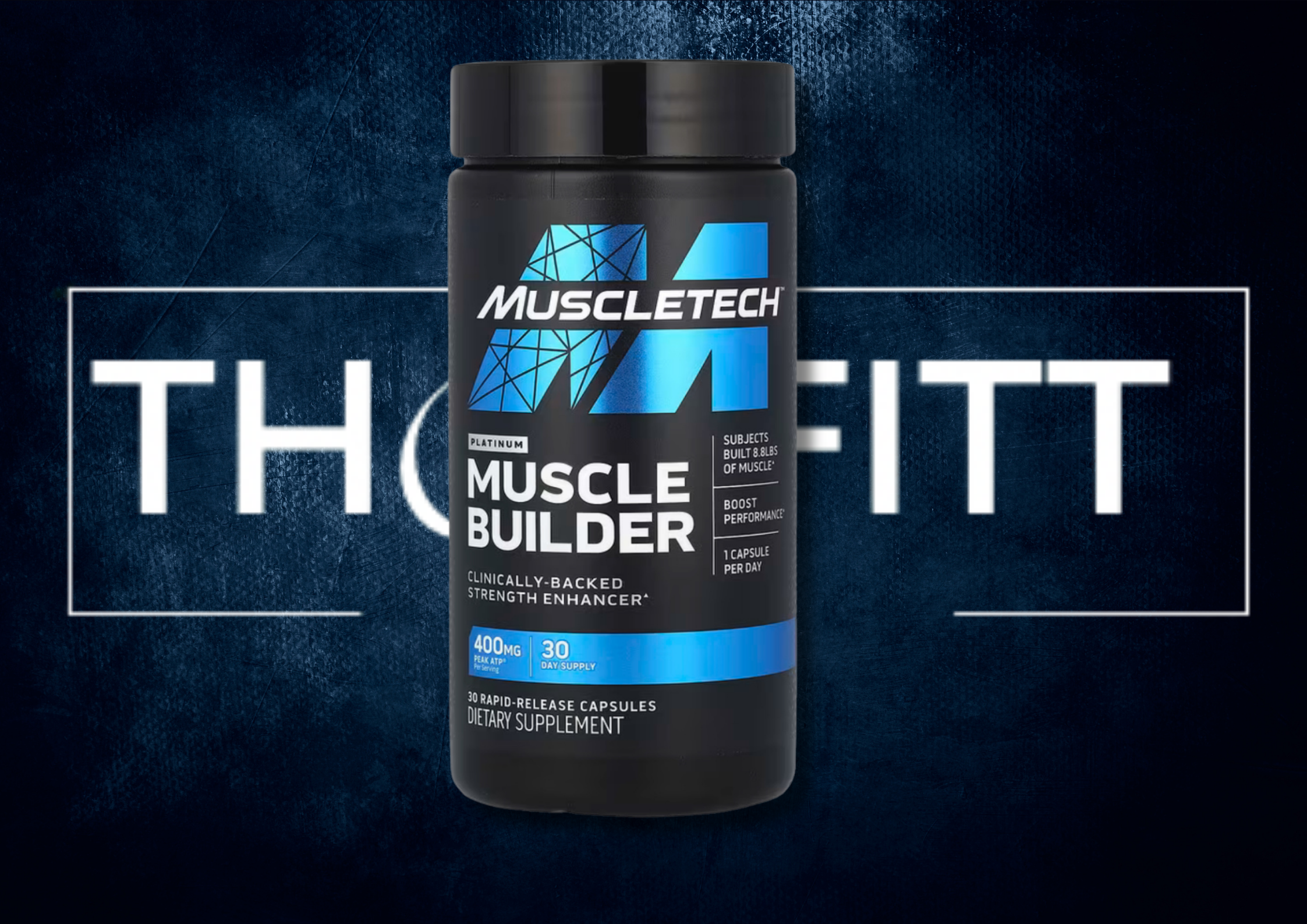 MuscleTech Platinum Muscle Builder 400 mg, 30 kapsler, kosttilskudd for muskelbygging og ytelse.