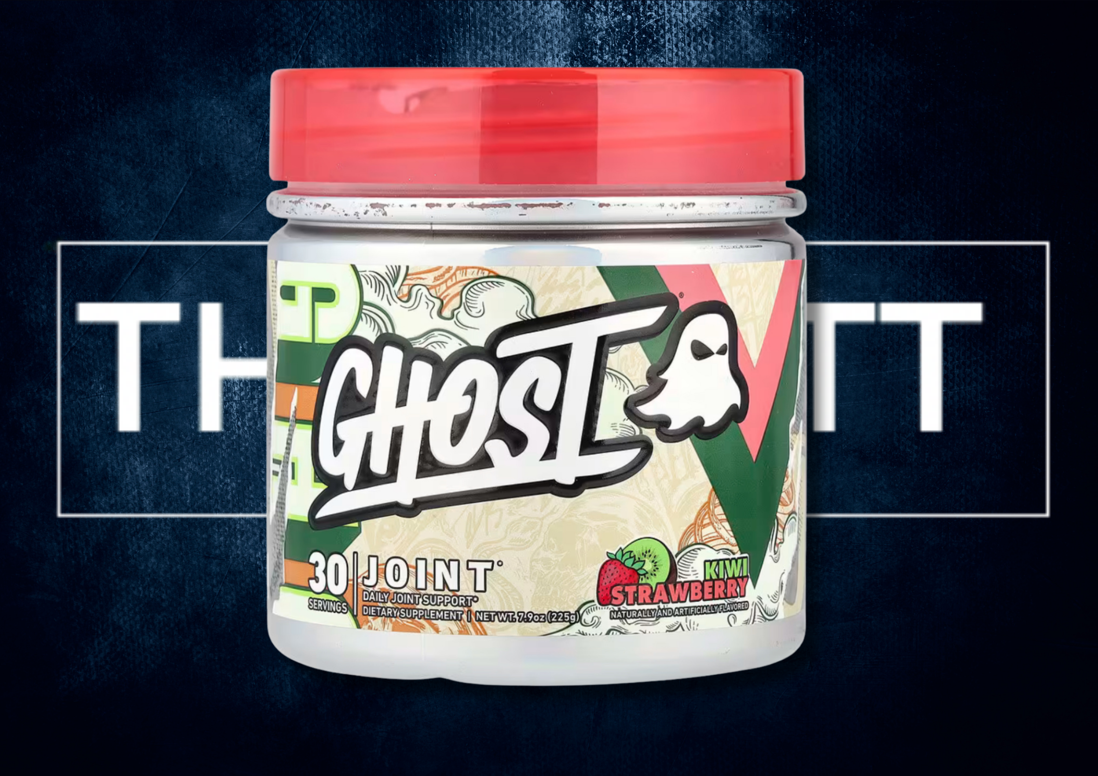 GHOST® JOINT Kiwi Strawberry kosttilskudd for daglig leddstøtte, glutenfri og sukkerfri, 7.9 oz.