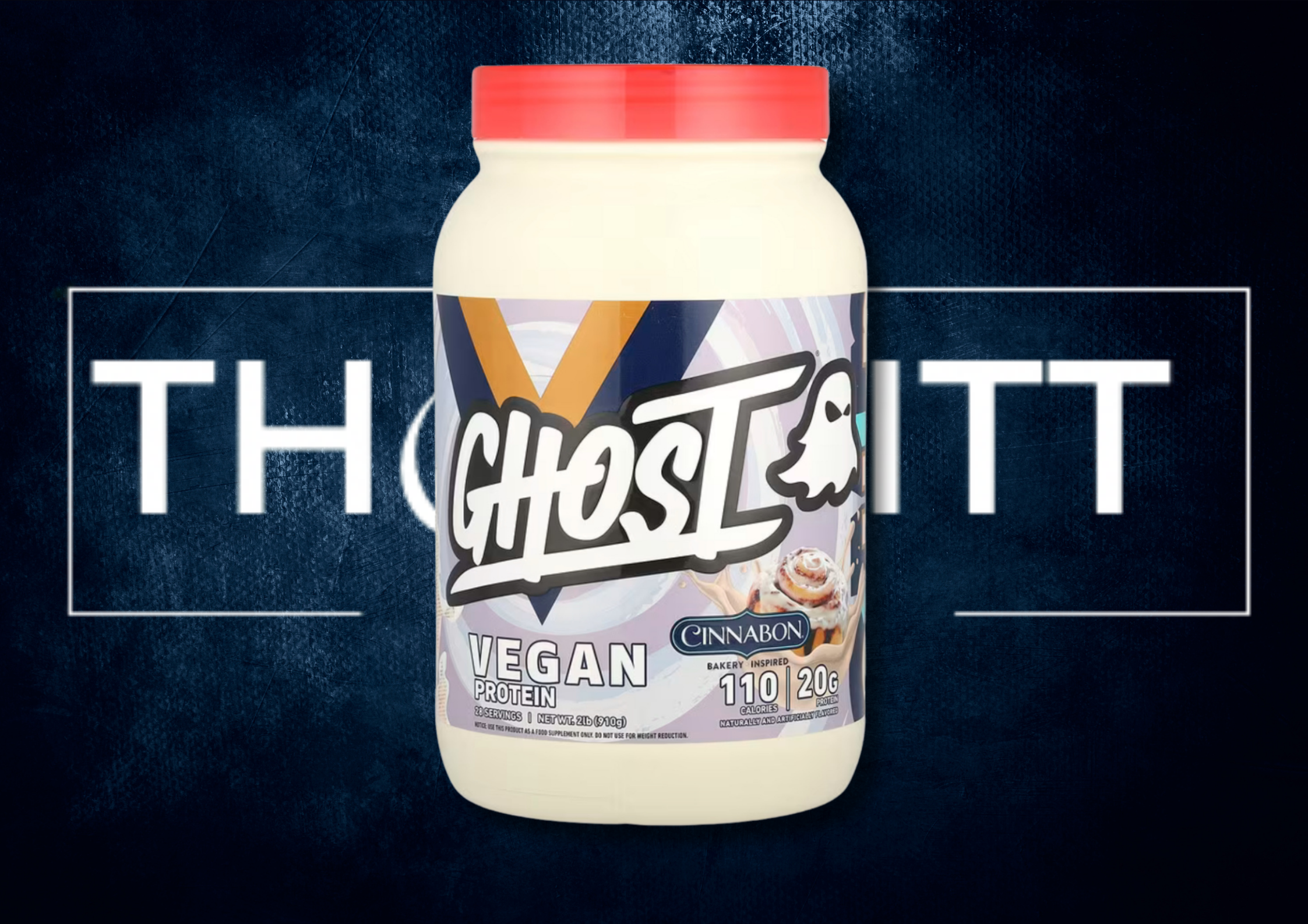 Ghost Vegan Protein Cinnabon 2 lb, inneholder 20g protein, naturlige smaker, soyafri og glutenfri kosttilskudd.