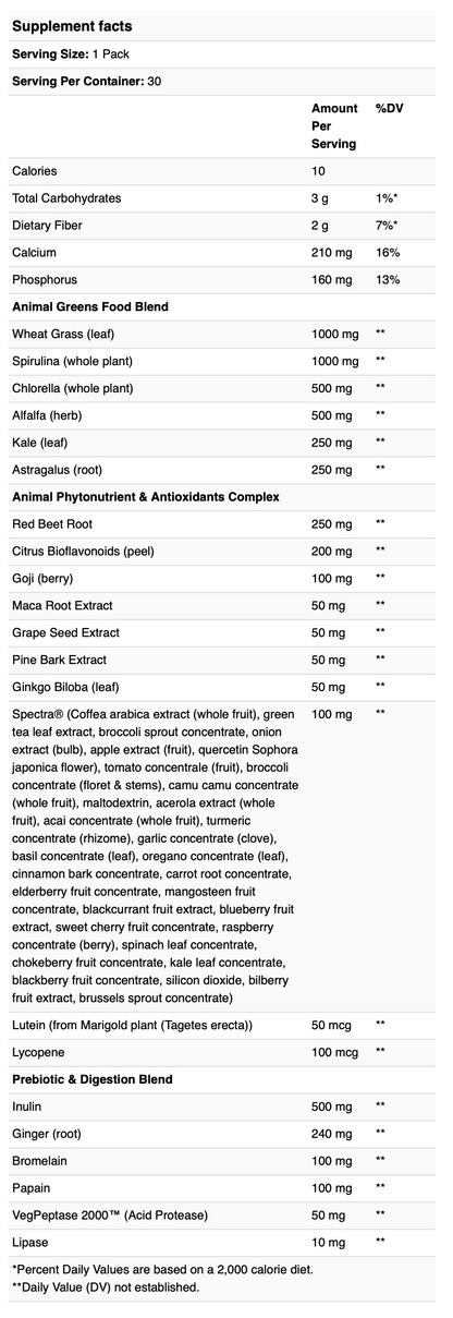 Animal, Daily Greens Pill Packs, 30 Packs