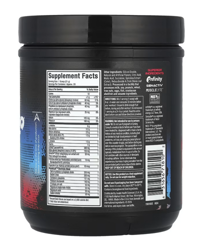 MuscleTech EuphoriQ Pre-Workout V2 supplement facts label highlighting key ingredients and nutritional information.