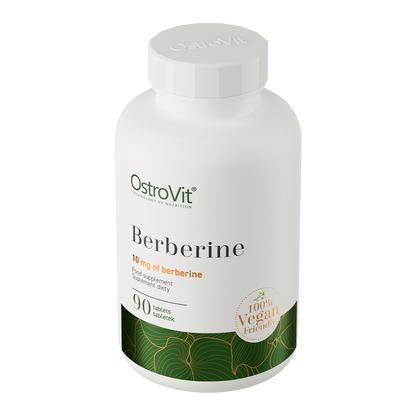 OstroVit Berberine 90 tabletter kosttilskudd med 550 mg Berbevis®, veganvennlig og støtter sunn kroppskomposisjon.