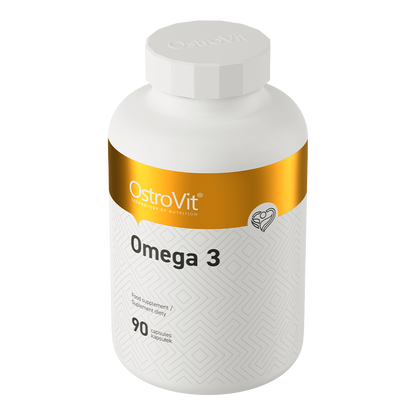 OstroVit Omega 3 kapsler 90 stk, høyrenset fiskeolje for immunhelse og lipidprofil, glutenfri og GMO-fri.