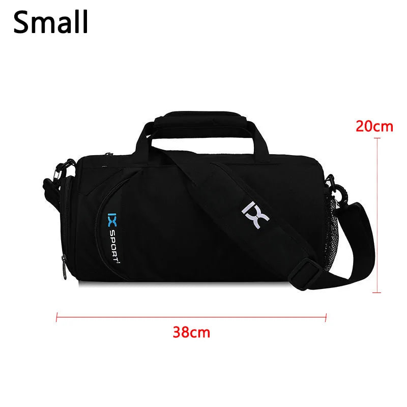 Klassisk svart treningsbag med justerbar skulderrem, 38cm x 20cm, perfekt for trening og oppbevaring av vitaminer.